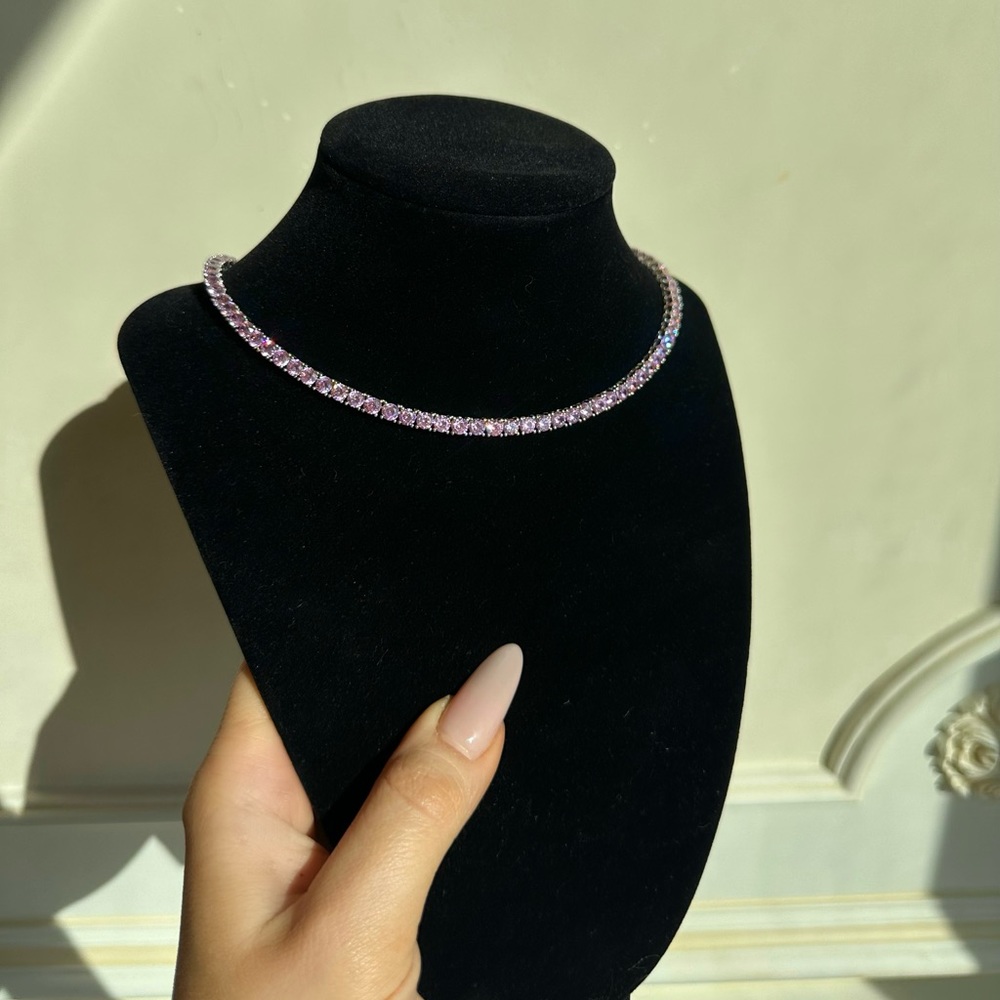 pink barbie tennis necklace